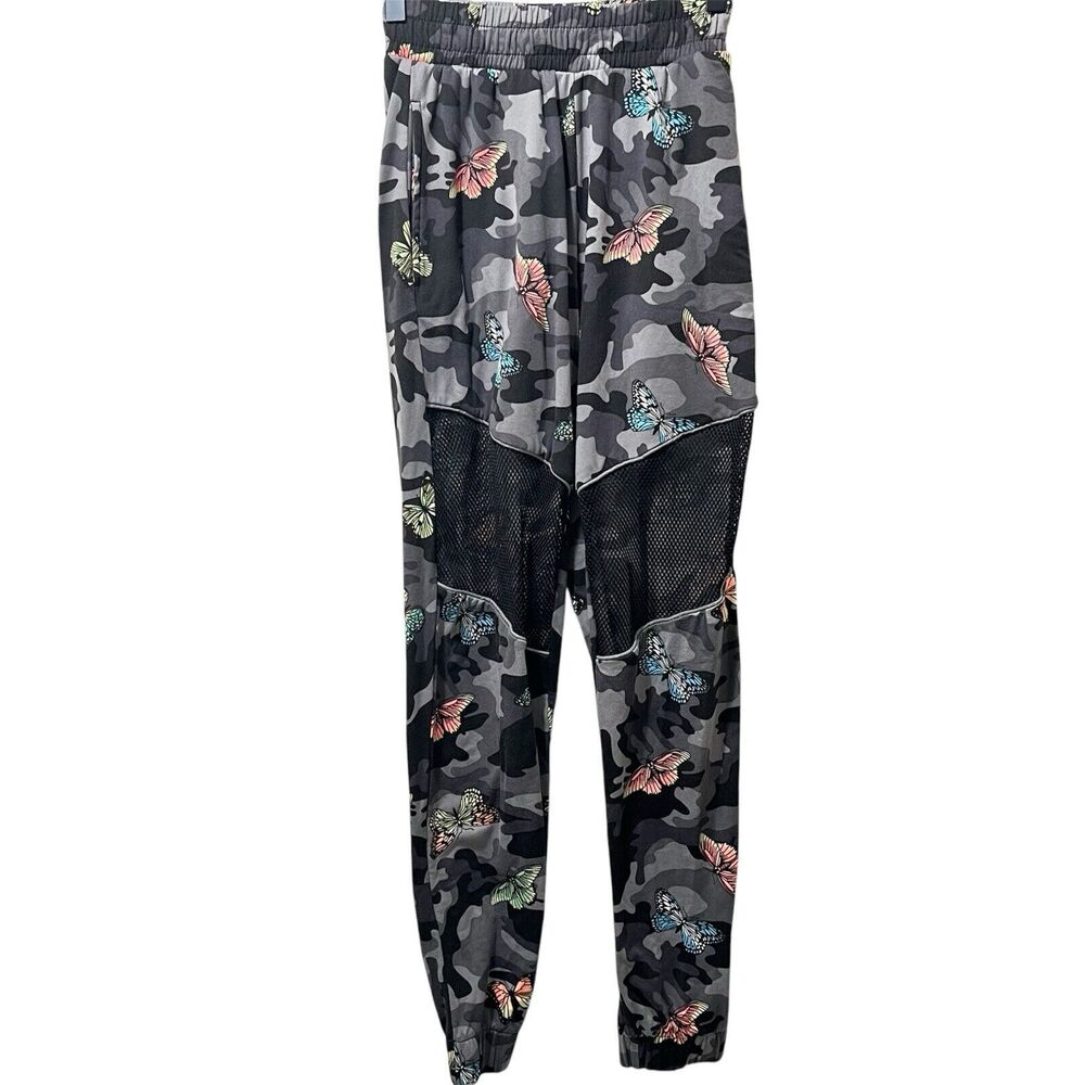 Sommer Ray Camo Butterfly Joggers Womens XS High Waist Mesh Panel Track Pants